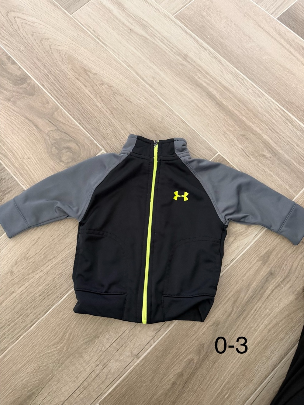 Under Armour Black & Gray Baby Zip Jacket with Neon Yellow Accent